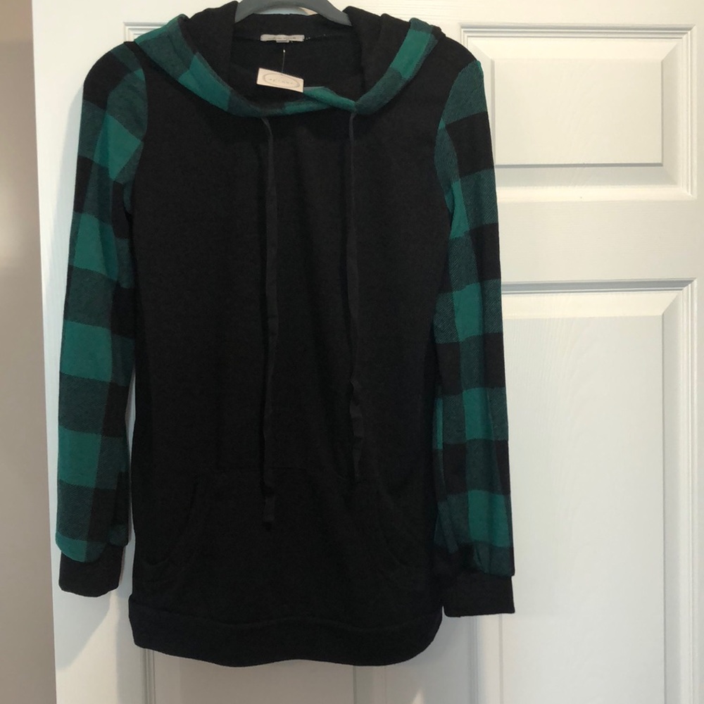 Green buffalo plaid hoodie